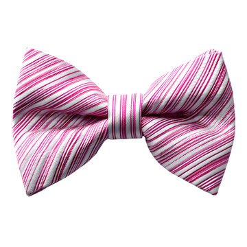 Striped White and pink tie bow isolated on transparent background