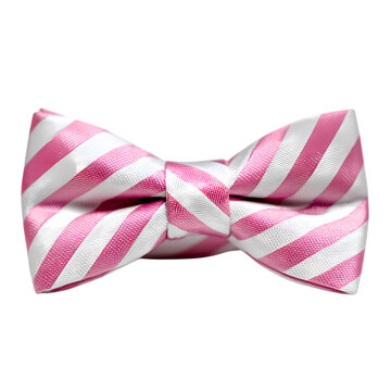 Striped White and pink tie bow isolated on transparent background