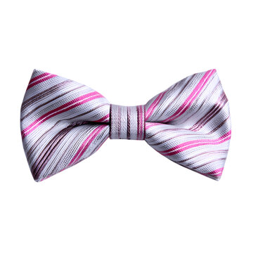 Striped White and pink tie bow isolated on transparent background