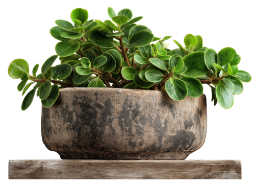 pilea peperomia in a pot, isolated on a white background, png image. 
