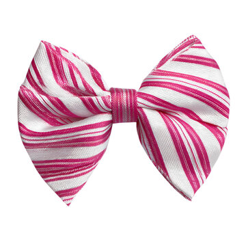 Striped White and pink tie bow isolated on transparent background
