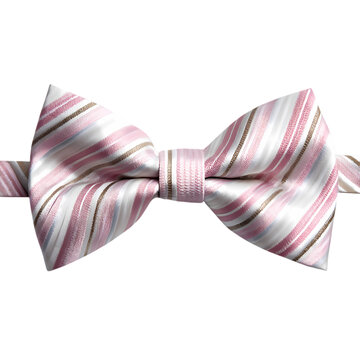 Striped White and pink tie bow isolated on transparent background