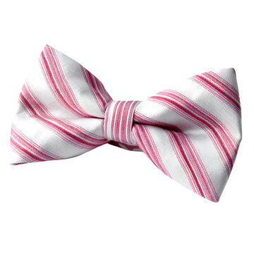 Striped White and pink tie bow isolated on transparent background