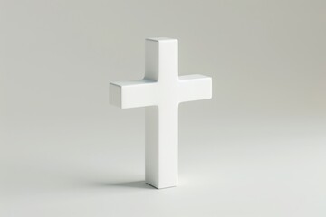 Obraz premium White 3D rendered cross symbol isolated on white background, elegant minimal UI design icon for web interface, technology, or app UX elements