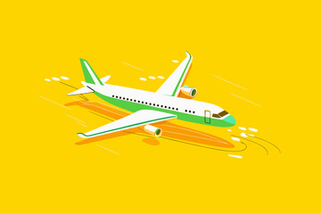 Vibrant Yellow Airplane Illustration: Modern Air Travel Concept