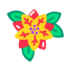 Flat style icon showing red poinsettia flower