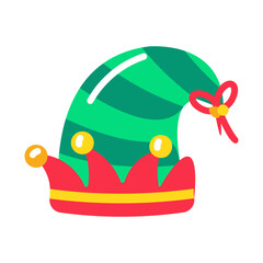 Flat style icon showing striped elf hat