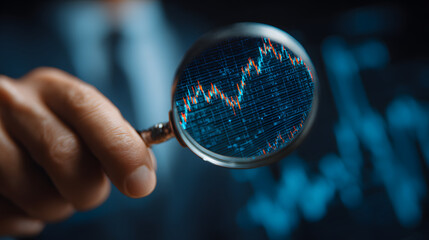 Analyzing financial data with a magnifying glass crypto trading technical analysis AI Generated