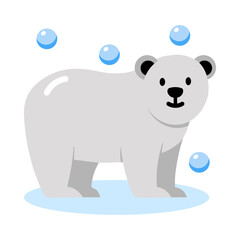 Flat style icon showing white polar bear
