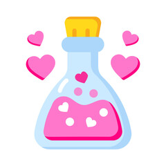 A flat style icon showing a love potion flask 