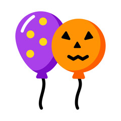 A flat style icon depicting halloween balloons