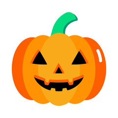 A flat style icon showing a pumpkin face 