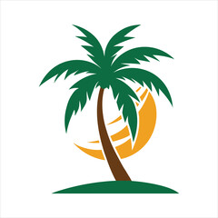 Exotic Tropical Palm Logo Template Vector Art