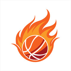 Flaming Basketball Logo Vector Illustration