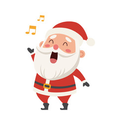Santa Claus is singing a Christmas song. Vector illustration isolated on white background.