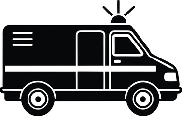 Ambulance Silhouette Vector Graphic Emergency Medical Services Icon Transportation Vehicle Rescue Support Isolated on Transparent Background