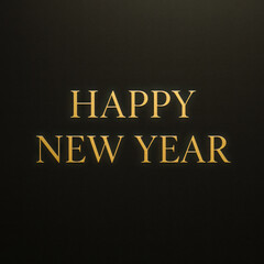 Classic Happy New Year message in gold serif typography on a sleek black background. Elegant, luxurious, and timeless greeting design suitable for upscale holiday invitations, corporate cards