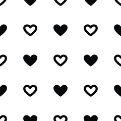 Black White Heart Seamless Pattern, Valentine Theme