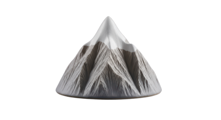 Miniature mountain model, isolated on transparent background