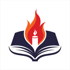  Knowledge Flame Book Symbol Vector Design
