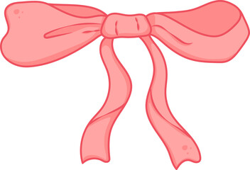 Cute Cartoon Illustration of a Ribbon Bow with Tails