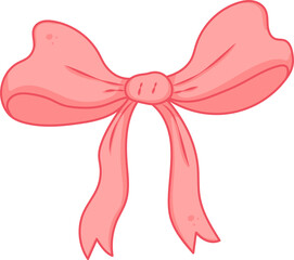 Cute Cartoon Illustration of a Ribbon Bow with Tails