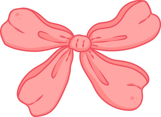 Cute Cartoon Illustration of a Ribbon Bow with Tails