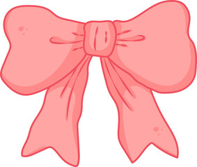 Cute Cartoon Illustration of a Ribbon Bow with Tails