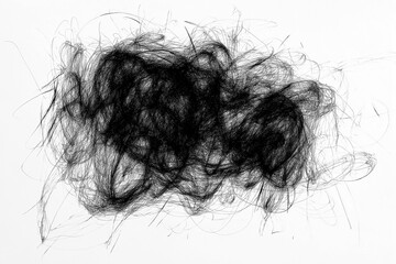 Fototapeta premium Dark scribbles with expressive, hand-drawn lines, ideal for abstract art, creative projects, or digital design. Isolated on white or transparent PNG for versatile use in graphics and illustrations.