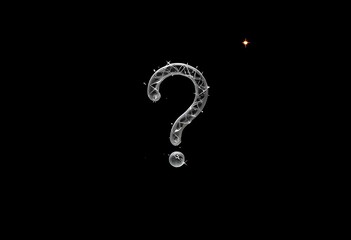question mark on black background