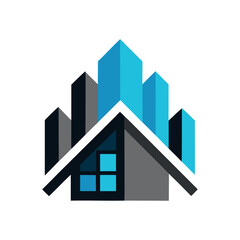 Fototapeta premium pixel blocks stylized house logo vector