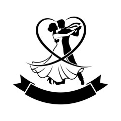 Fototapeta premium Vector art of silhouette of a couple dancing in love