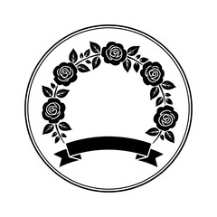 Vector art of floral wreath with ribbon, decorative frame design