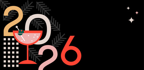 Happy New Year- 2026 . Collection of greeting background designs, New Year, social media promotional content. Vector illustration.