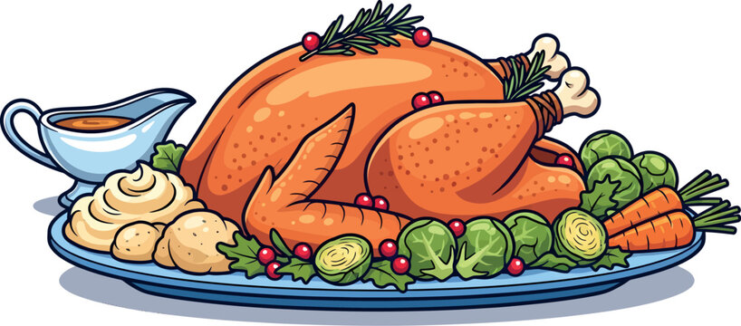 Festive Thanksgiving Turkey Platter with Gravy