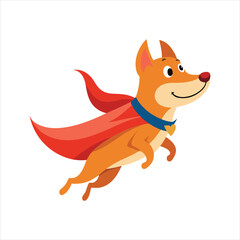 Superhero Dog Flying with Cape Cartoon Vector