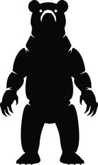 Silhouette angry bear standing in black color vector illustration