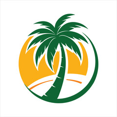 Tropical Palm Tree Logo Vector Illustration Design