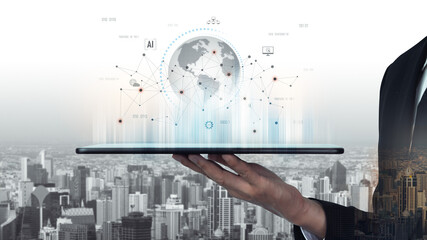 Global AI network showing connection between AI, global, and network elements across the digital world and data infrastructure Vouch