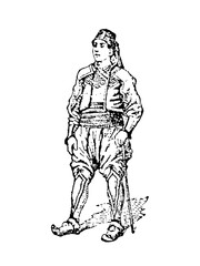 An image of a Bulgarian in a national costume, old vintage illustration, 1897