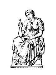 The image of Calliope, in Greek mythology, the muse, the patroness of eloquence and epic poetry, old vintage illustration, 1897