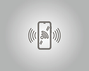 Smartphone with wifi signal waves emanating from screen vector template mobile device