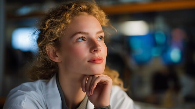 Physicist examining qubit coherence in a cryogenic quantum setup with holographic displays, emotion of curiosity and focus visible, representing quantum algorithm testing, experimental physics, and