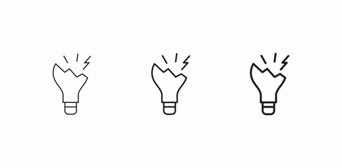 broken bulb icon sign vector