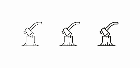 axe stump icon sign vector