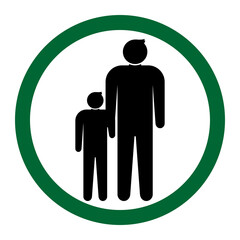 Parent and Child Safety Icon: Family Walking Graphic
​Vector Symbol for School Zone and Child Supervision
​Intergenerational Relationship: Adult and Kid Figures