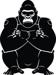 Silhouette of a strong gorilla crossing its arms vector illustration