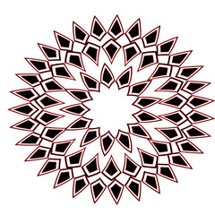 red and white snowflake, Abstract geometric mandala pattern with red and white lines