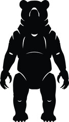 Silhouette standing bear with claws and furry body vector illustration