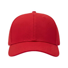 Red baseball cap isolated on transparent background for sun protection and style